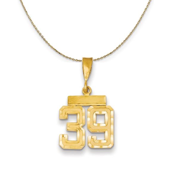 14k Yellow Gold, Varsity, Sm D/C Necklace Number 39 - 16 Inch - Picture 1 of 7